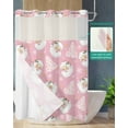 thumbnail image 2 of No Hook Shower Curtain with Snap in Liner, Christmas Pink Santa Claus Xmas Tree Hotel Shower Curtains for Bathroom, Washable Shower Curtain Liner Set with Mesh Top Window, 72"x72", 2 of 6