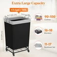 thumbnail image 3 of Lifewit 165L Laundry Basket with Wheels, Large Heavy Duty Commercial Rolling Laundry Hamper with Handles, Tall Steel Frame Laundry Cart for Laundry Room Bedroom Hotel Home Dorm, Black, 3 of 9