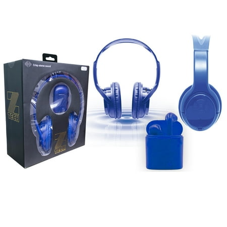 UPC: 0021893857700 | Zummy Wireless Over-Ear Bluetooth Headphones and True Wireless Earbud Set – Blue