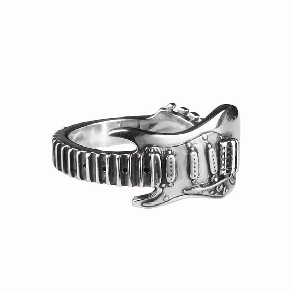 Adjustable electric guitar ring - Rock punk style, zinc alloy, perfect gift for Halloween and New Year,Grey