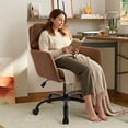 thumbnail image 2 of Peispie Mid-Back Leather Office Chair 380lbs, 360° Swivel Computer Desk Chair, Adjustable Height Comfy Task Chair with Thick Cushion for Home Office Work, Brown, 2 of 8