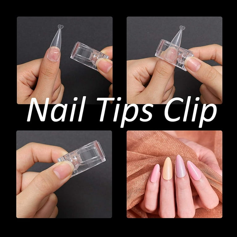 Subay 20pcs Nail Clips, Clear Nail Tips Clip for Quick Building Nail Forms  & False Nail Tips, Finger Nail Extension UV LED Builder, Nail Clips for