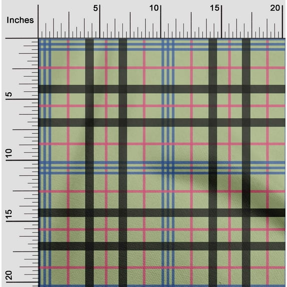 oneOone Cotton Poplin Light Green Fabric Madras Check Sewing Material Print Fabric By The Yard 42 Inch Wide