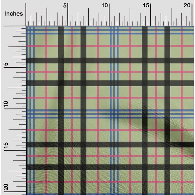 oneOone Georgette Viscose Light Green Fabric Madras Check Craft Projects Decor Fabric Printed By The Yard 42 Inch Wide