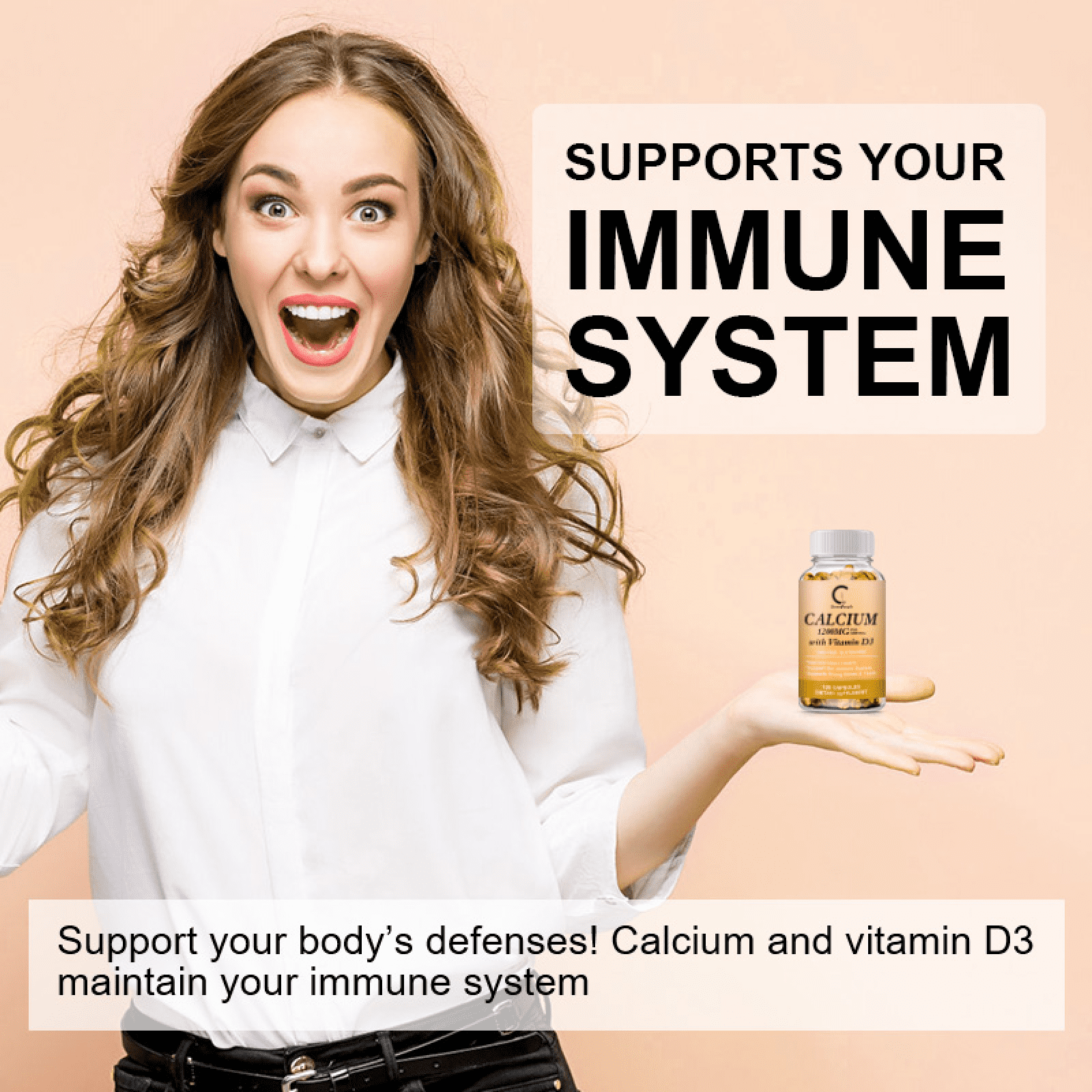 (2 Pack) Calcium with Vitamin D3, 1200mg Calcium Supplement for Bone and Joint Health, 120Ct by GPGP