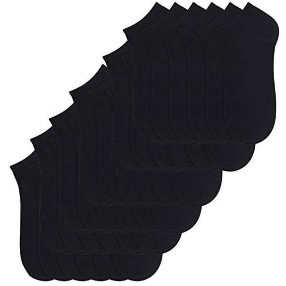 36 Pairs - Women's Socks - Ankle Cut, Low Cut, No Show, Footie, Casual Girls (Black, Size 9-11)