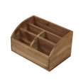 thumbnail image 2 of Organizador de Escritorio de Madera con Cinco Compartimentos para Suministros de Oficina Soporte para Controles Remotos Porta Cartas Apto para Escrito, 2 of 9