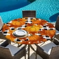 thumbnail image 6 of Orange Fall Round Tablecloth, Fitted Table Cover with Elastic for 36"-44" Round Tables, Pumpkins Thanksgiving Maple Leaf Plaid Table Cloth Outdoor Indoor Dinning Party Waterproof Tablecloths, 6 of 7