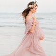thumbnail image 3 of MesaSe Women Pregnants Maternity Photography Props Short Sleeve Ruffles Solid Dress, 3 of 6