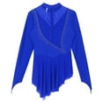 thumbnail image 6 of YONGHS Women's Figure Ice Skating Dress Long Sleeve Irregular Hem Gymnastics Dance Costume Royal Blue XXL, 6 of 6