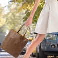 thumbnail image 5 of Milageto Commuting Tote Bag PU Leather Shoulder Bag for Commuting Travel Birthday Gift Light Brown, 5 of 8