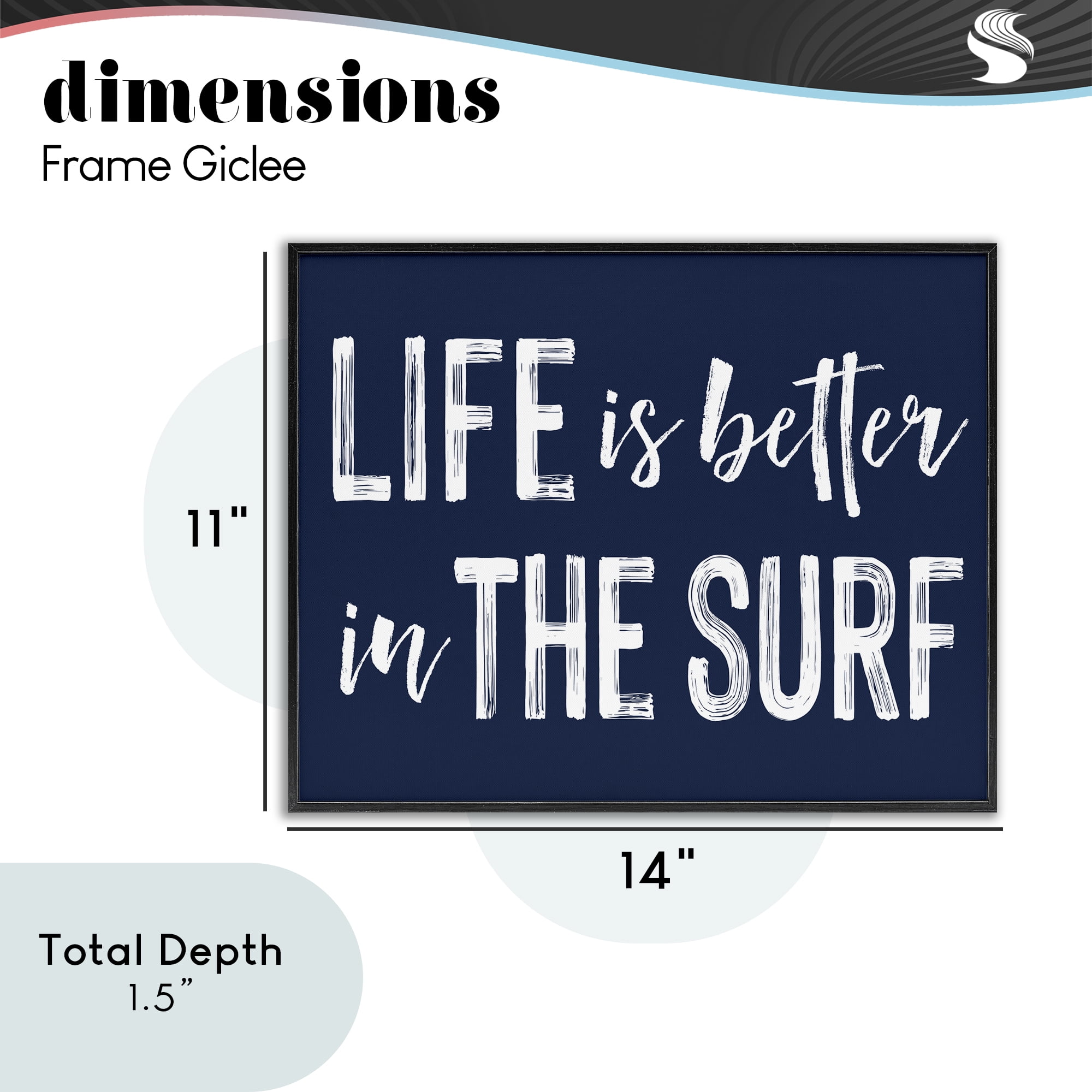 Life Better In Surf Black Framed Giclee Art, design by Lettered and Lined