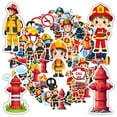 thumbnail image 3 of 35pcs-50pcs Cartoon Stickers Firefighter Stationery Sticker Safety Kids Stickers for Laptops Suitcase Fridge, 3 of 9
