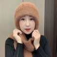 thumbnail image 7 of Diufon Winter Hooded Scarf Hat for Women Plush Knitted Thickened Warm Beanie Outdoor Windproof 2 in 1 Hats, 7 of 7