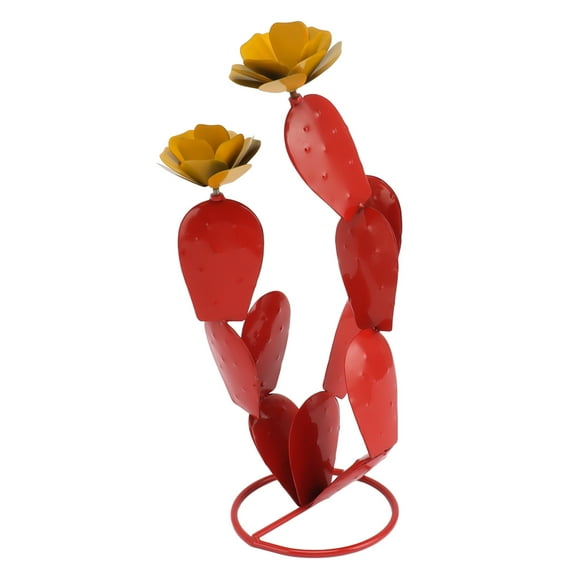 Iron Prickly Pear Cactus Decor,Metal Prickly Pear Cactus Prickly Pear Cactus Sculpture Metal Cactuswith Flowers Optimal Efficiency