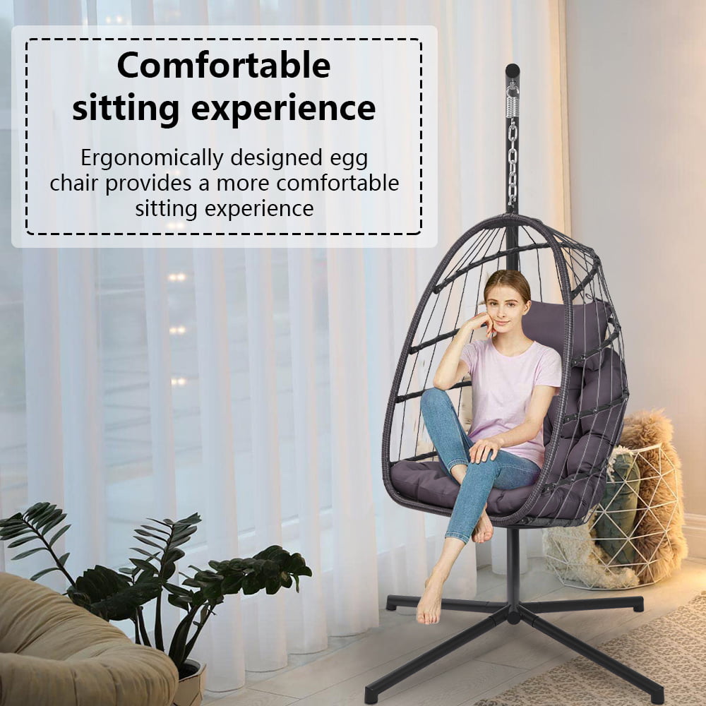 Gray Bubble Chair with Included Pillow Foldable Egg Chair Coco Chair Hanging Egg Chair with Leg Rest & Stand Perfect Swing Chair for Summer Swinging Chair for Indoor and Outdoor 