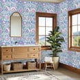 thumbnail image 4 of Boho Peel and Stick Wallpaper Soft Floral Pastel Pink Purple Blue Flowers Wall Mural 23.6in x 9.8ft Self Adhesive Removable Wall Paper Renter Friendly Wallpaper for Bathroom Kitchen Kids Bedroom, 4 of 8