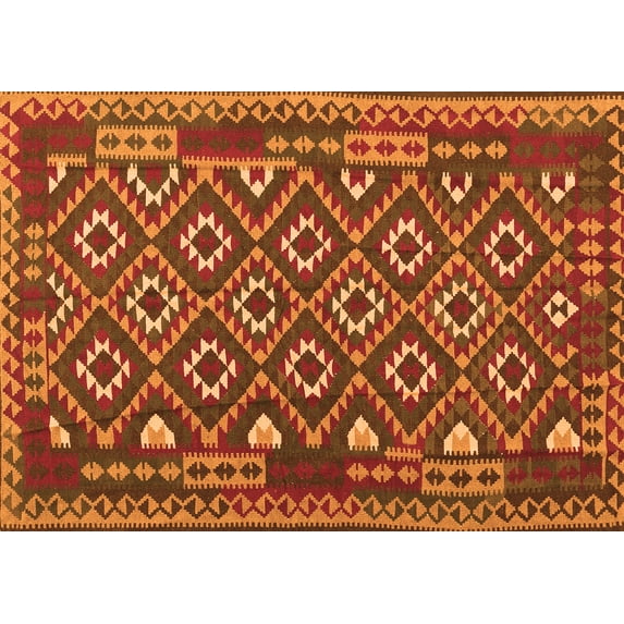 Ahgly Company Indoor Rectangle Southwestern Orange Country Area Rugs, 2' x 5'