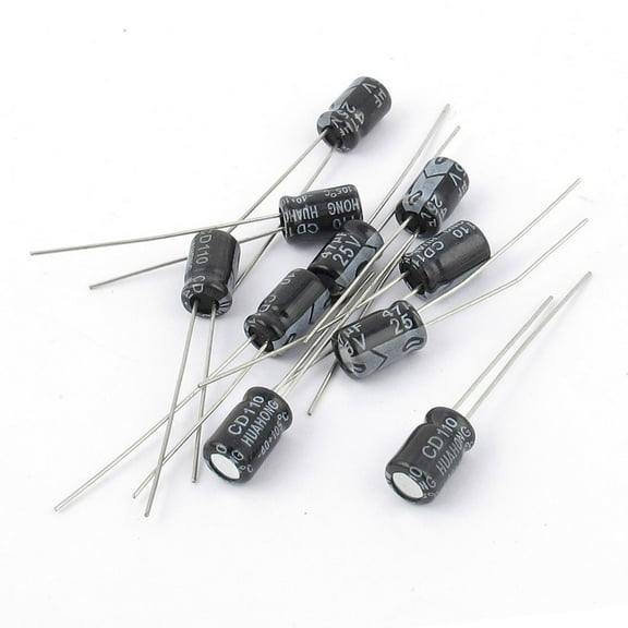10Pcs 25V 47uF 105C Radial Electrolytic Capacitor 5mm x 8mm