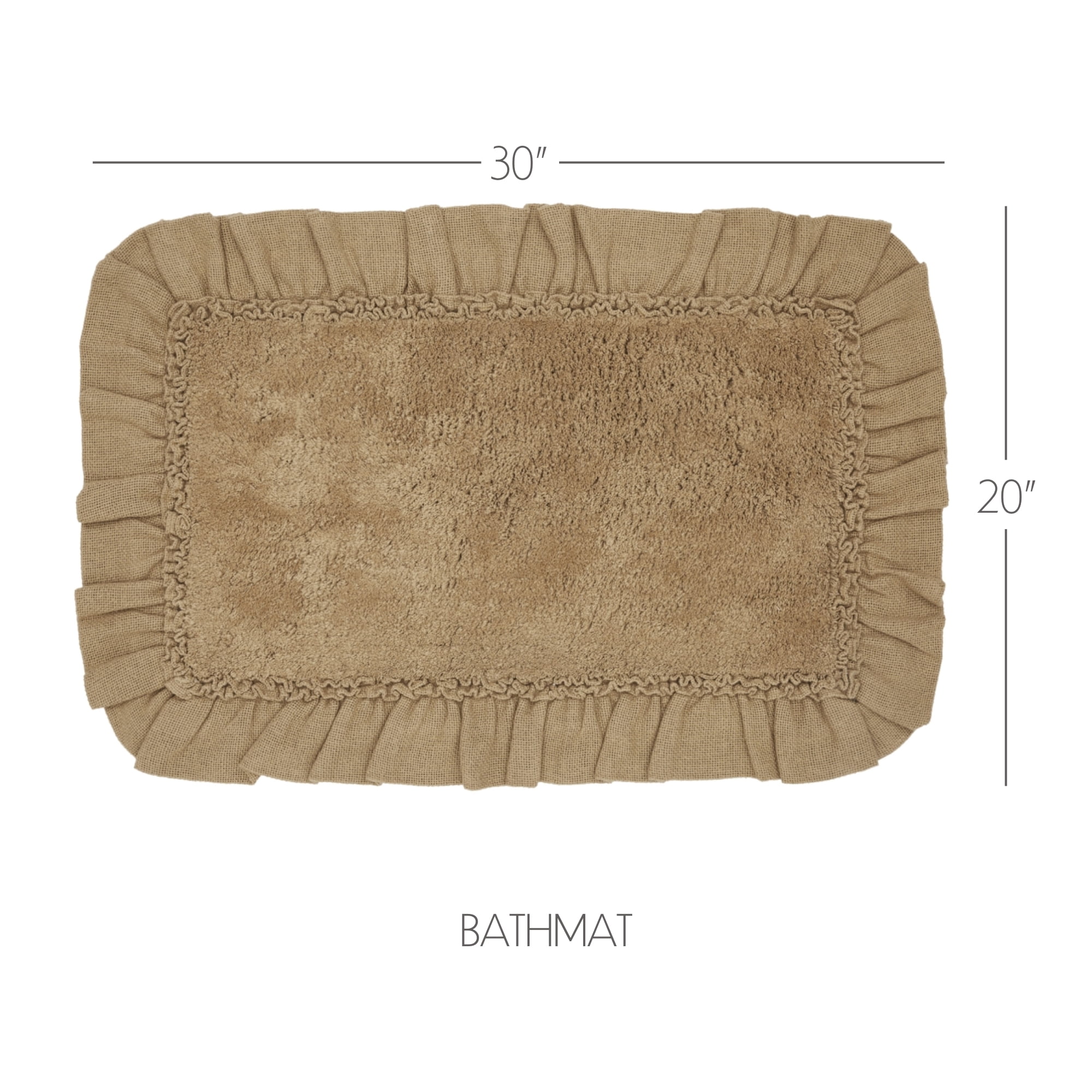 VHC Brands Burlap Ruffled Bath Mat, Natural Tan, 20x30