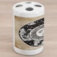 thumbnail image 1 of Mystic Ceramic Toothbrush Holder, Sun Face in a Circle Motif Esoteric Inner Power of the Cosmos Theme, Decorative Versatile Countertop for Bathroom, 4.5" X 2.7", Black White Cream, by Ambesonne, 1 of 4