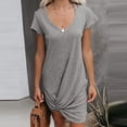 thumbnail image 4 of Chbgutlmr Summer Dresses for Women Short Sleeve Knot Front Irregular Hem Scoop Neck Dress Casual Loose Comfy Trendy Dress, 4 of 8