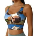 thumbnail image 2 of Daiia Blue Sky Meadow Cute Cow Printed Women's Sports Bra, Breathable Activewear Bra with U-Back Design and Removable Pads, Comfortable and Supportive for Yoga, Workout-Small, 2 of 8