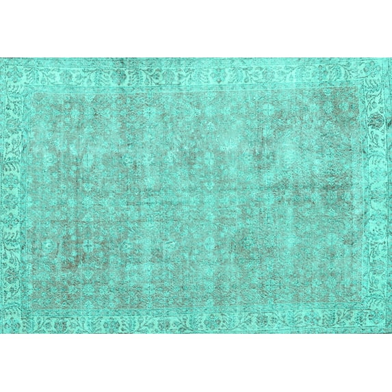 Ahgly Company Indoor Rectangle Persian Turquoise Blue Traditional Area Rugs, 8' x 10'