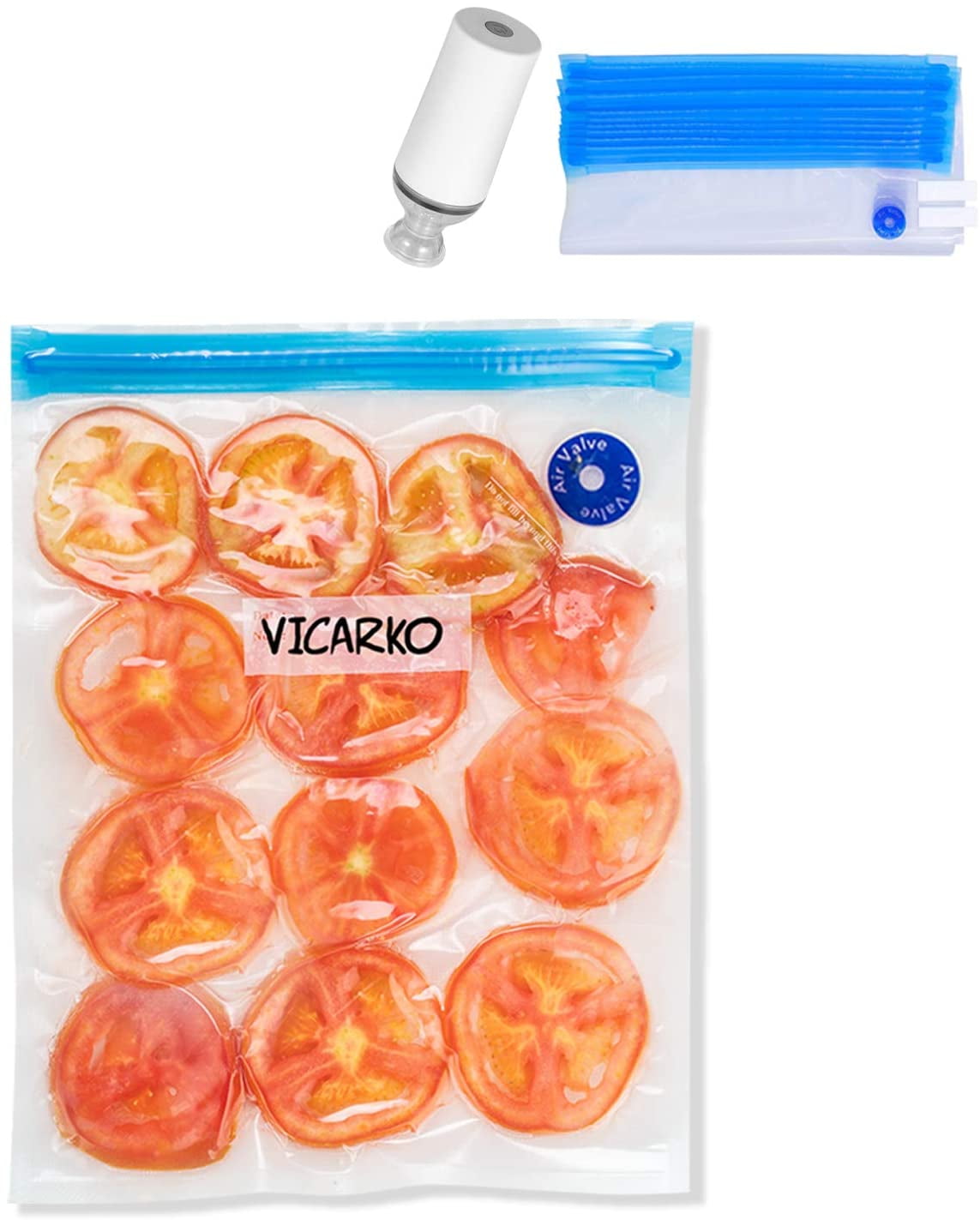 Sous Vide Bags, with Handheld Auto Vacuum Sealer Pump, Zipper Bags, BPA