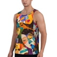 thumbnail image 2 of KLL Abstract Musical Faces Print Men's Muscle Gym Workout Stringer Tank Tops Bodybuilding Fitness T-Shirts Tank Tops Men-X-Large, 2 of 7