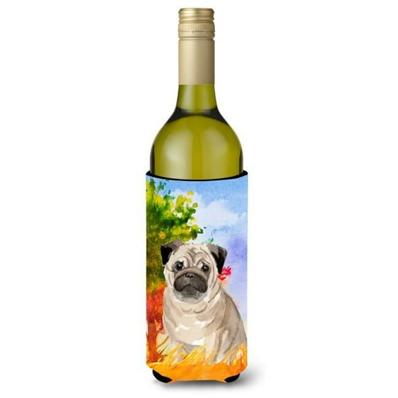Fall Fawn Pug Wine Bottle Beverage Insulator Hugger