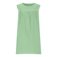thumbnail image 5 of Yghzkop Womens Summer Cotton Linen dress Solid Color Round Neck Midi Dress Blend Sleeveless Loose Fit Beach Sundress Casual Pocket Dress, 5 of 6