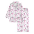 thumbnail image 6 of Toddler Silk Girls Pajamas Set Valentines Day Pjs Long Sleeve Bow Print Button Down Shirt Pajamas Boys Size 3-4 Years, 6 of 6