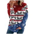 thumbnail image 4 of Sudadera de Navidad Gibobby para Mujer Top Casual con cuello redondo Manga larga estampado Rojoondo XL, 4 of 5