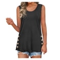 thumbnail image 1 of Blusa casual de color sólido para mujer Camiseta sin mangas con cuello redondo Camiseta sin mangas de verano con botón lateral Fridja nalpqowj29270, 1 of 8