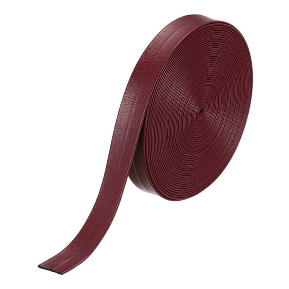 5 Yard 12mm PU Faux Leather Strips, Fold Over Leather Strap Roll Double Sided Faux Supplies for DIY Craft Projects, Wine Red