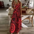 thumbnail image 3 of Red black Polynesian floral design Sleeveless Dress evening dress woman dress for woman elegant dresses plus sizes, 3 of 6