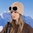 thumbnail image 4 of HJYCHN Winter Hats for Women Windproof Goggles Knitted Ski Hat Lined Warm Wool Cap for Men and Women Winter Hat Beige One Size, 4 of 4