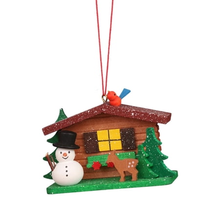 Alexander Taron 3.25 Christian Ulbricht Cottage with Snowman Christmas Ornament