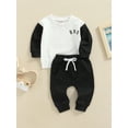 thumbnail image 3 of Bagilaanoe 2Pcs Newborn Baby Girl Boy Long Pants Set Letter Print Long Sleeve Sweatshirt Pullover Tops+ Trousers 6M 12M 18M 24M 3T Fall Casual Sweatsuit, 3 of 9
