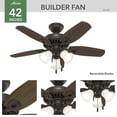 thumbnail image 3 of Ventilador de techo Hunter de 42 pulgadas con cadena de luz LED para interiores, color bronce, 3 of 9