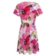 thumbnail image 5 of Watercolor Flowers Pink Fuchsia Short Sleeve Dress Women Summer Evening Dresses Ladies Sundress, 5 of 7