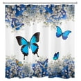thumbnail image 2 of HVEST Butterfly and Flower Shower Curtain Blue Plant and Insect Bathroom Shower Curtain with Hooks Nature Landscape Polyester Waterproof Fabric Bath Decor Accessories 70x69 Inches, 2 of 6