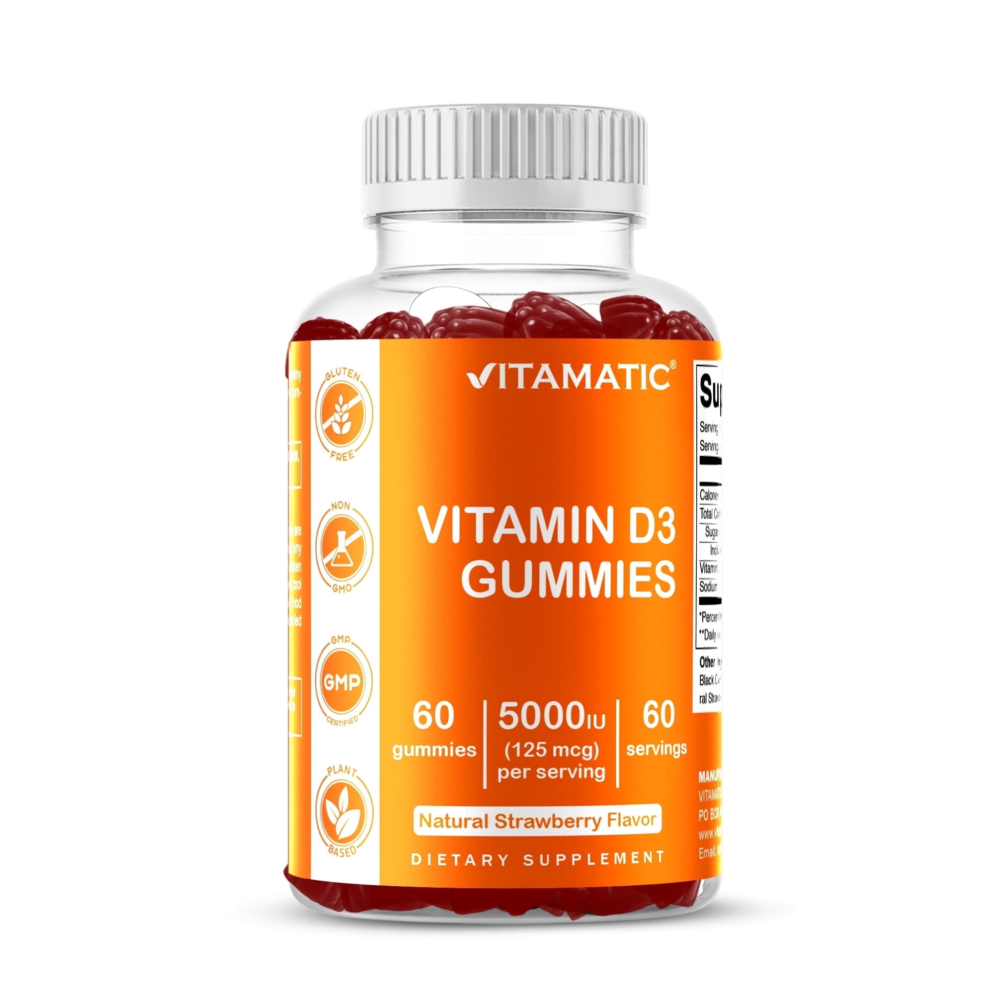 (3 pack) Vitamatic Vitamin D3 Gummies - 5000 IU - 60 Gummies