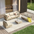 thumbnail image 3 of Vicllax 7 Piece Wicker Patio Furniture Set, Boho Outdoor Conversation Set Sectional Sofa, Yellow, 3 of 12