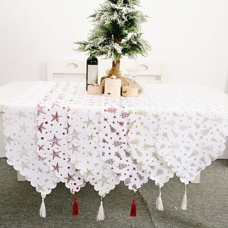 

SunSunrise Xmas Tree Star Christmas Tablecloth Dining Table Runner Party Holiday Decor