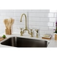 thumbnail image 2 of Kingston Brass KS7797BPLBS Bel-Air Two-Handle 3-Hole Deck Mount Bridge Kitchen Faucet with Brass Side Sprayer in Brushed Brass, 2 of 7
