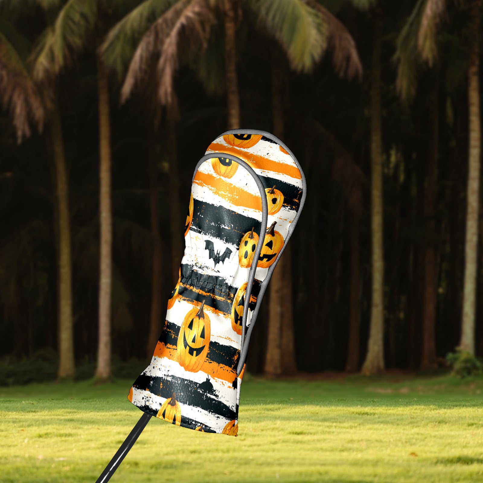 Golf Club Covers PU Leather Waterproof Head Covers for Fairway Woods Hybrids Pumpkin Bat