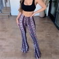 thumbnail image 3 of Pantalones acampanados de cintura alta para mujer, Pantalón recto, elástico, ajustado, estampado Floral, ropa de calle informal, Yoga, Verano, 3 of 5