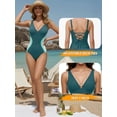 thumbnail image 5 of MOYIKO Womens One Piece Swimsuit Slimming Tummy Control Bathing Suit Color Block V Neck Shapewear, 5 of 7